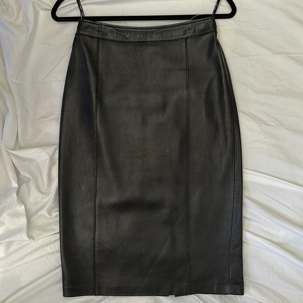 Saks Fifth Avenue Identify Leather Skirt 0